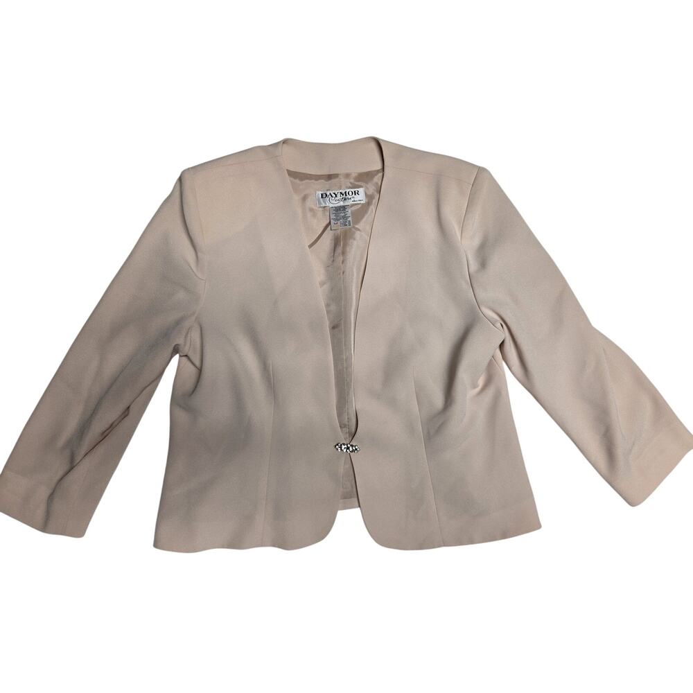 Daymor Couture Blush Pink Rhinestone Clasp Formal Blazer Jacket Women Size 18